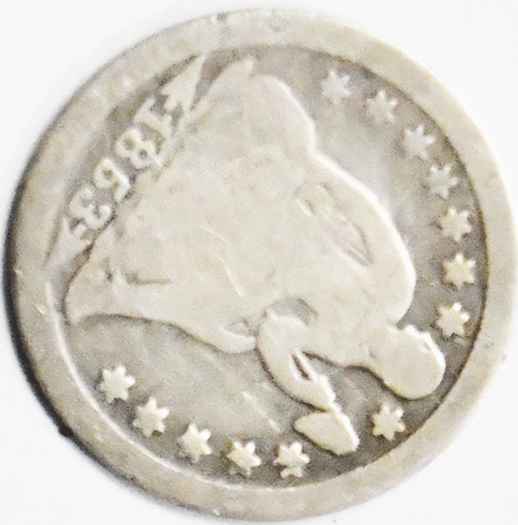 1853 10c Seated Liberty Silver Dime Ten Cents Philadelphia