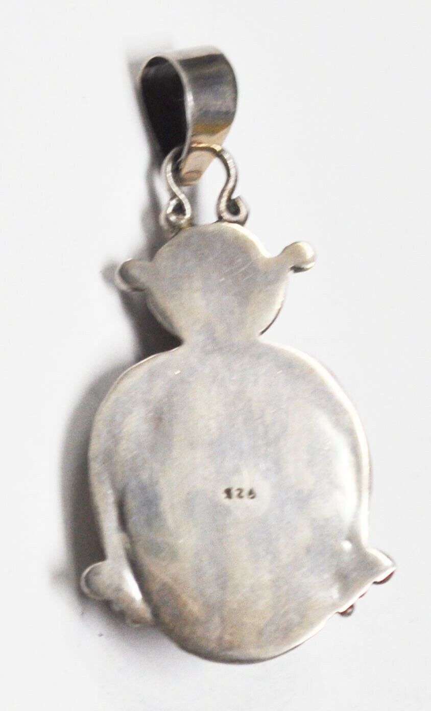 Sterling Silver Bug Amber Floral Round & Oval Pendant 2-1/4" x 26mm