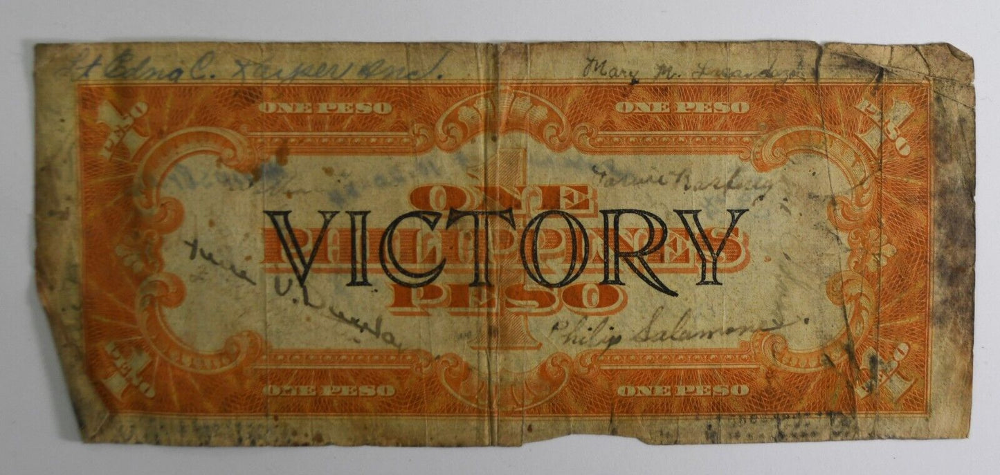 19-  No. 66  Philippines One 1 Pesos Banknotes Victory Short Snorter