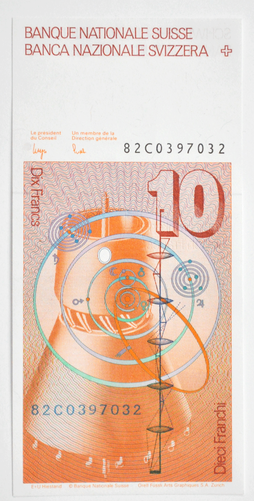 1982 Sweden 10 Ten Franken Uncirculated Note Currency