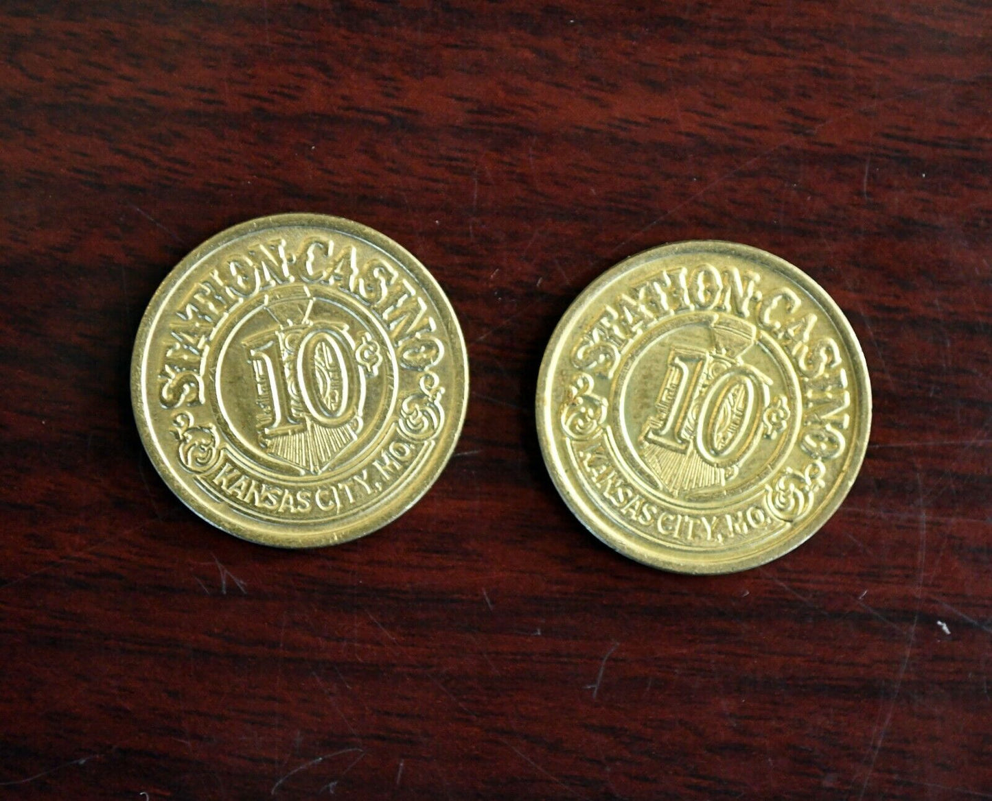 Set of 2 Station Casino 10 Cent Slot Gaming Tokens Kansas City Mo.
