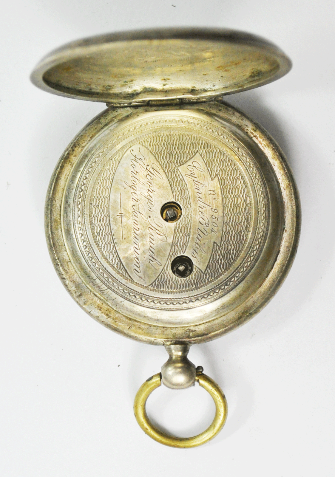 Swiss Cylindre 8 Rubis 800 Fine KW KS Pocket Watch Hand Monogram Swedish Crown