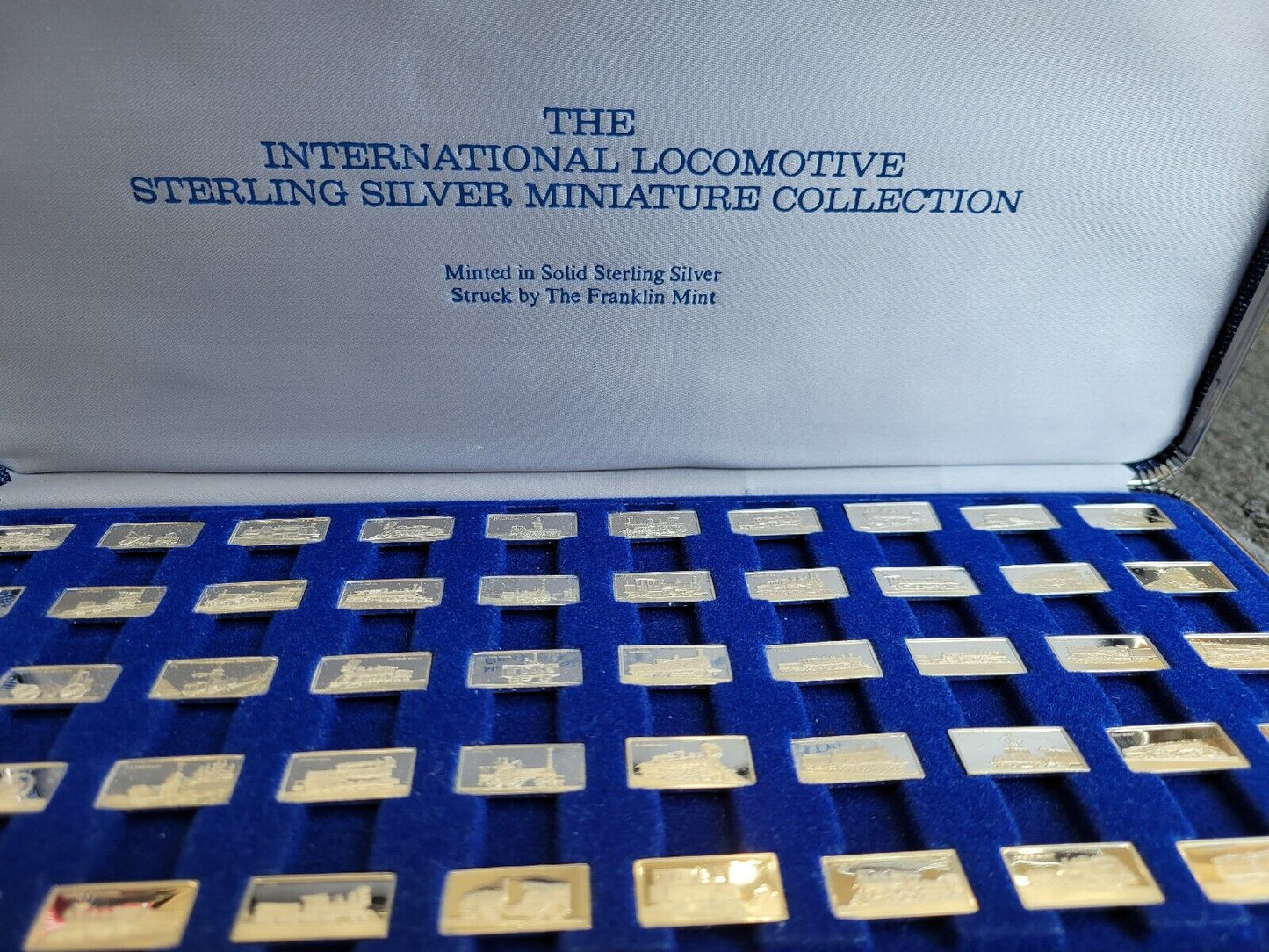 50pc. International Locomotive Miniature Sterling Bar Collection Franklin Mint