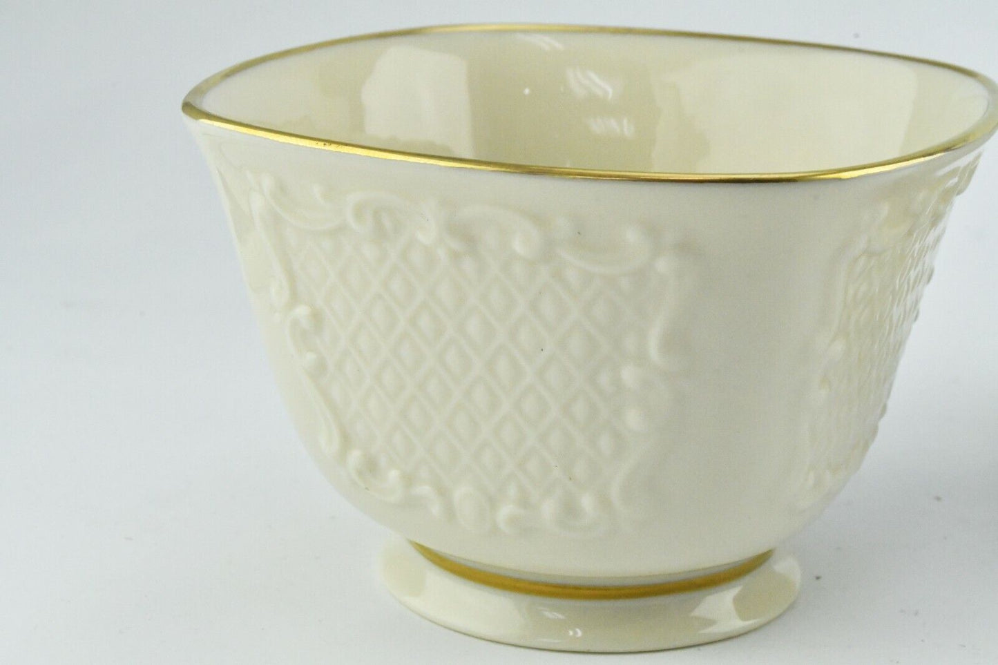 Lenox Porcelain Gold Trimmed Holiday and Embossed Square Bowls 4 1/4" W x 2 3/4"
