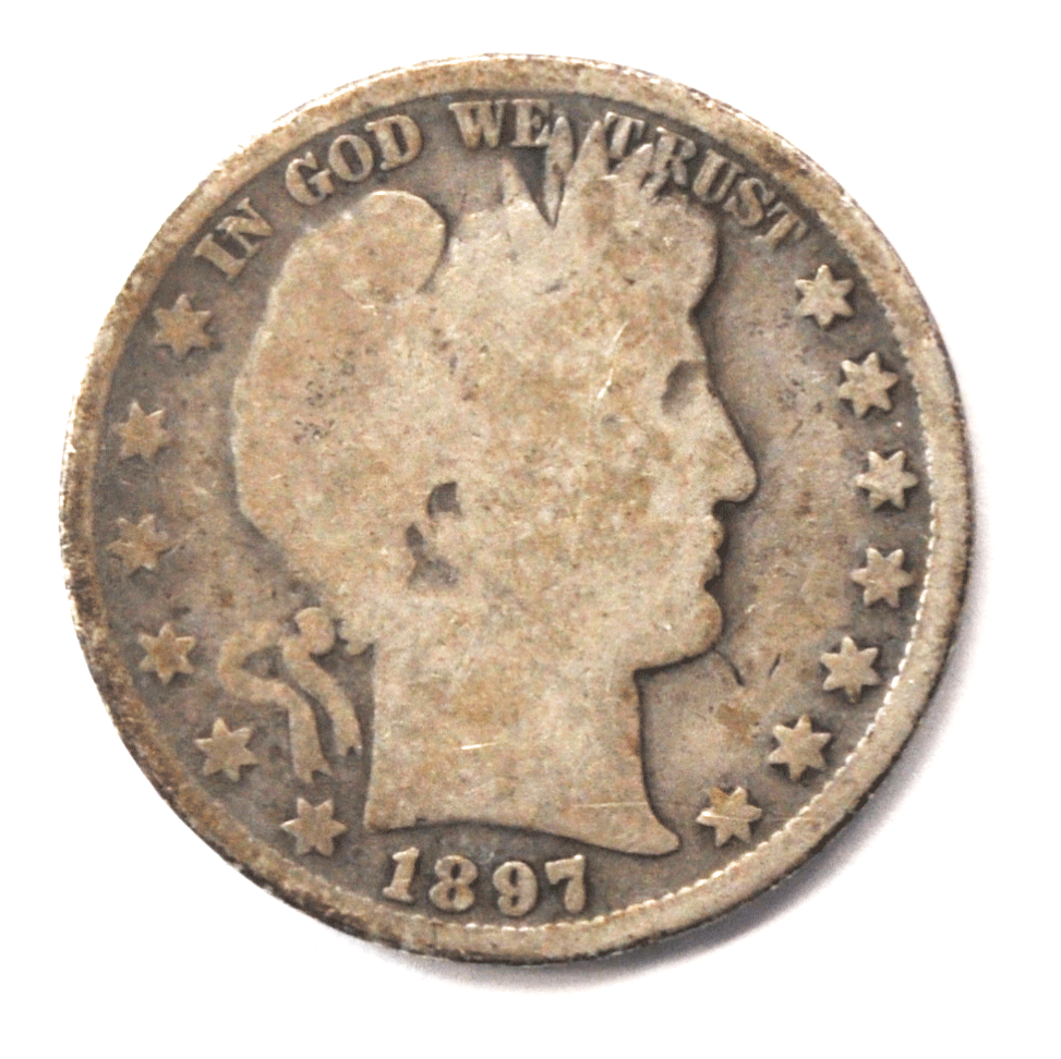 1897 Barber Silver Quarter Dollar Rare Twenty Five Cents Philadelphia