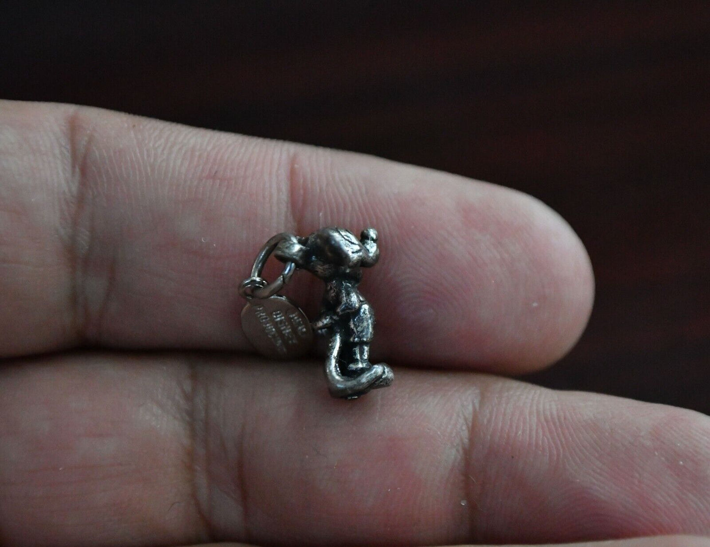 Vintage Signed Mickey Mouse Sterling Silver .925 Charm Pendant 5/8"