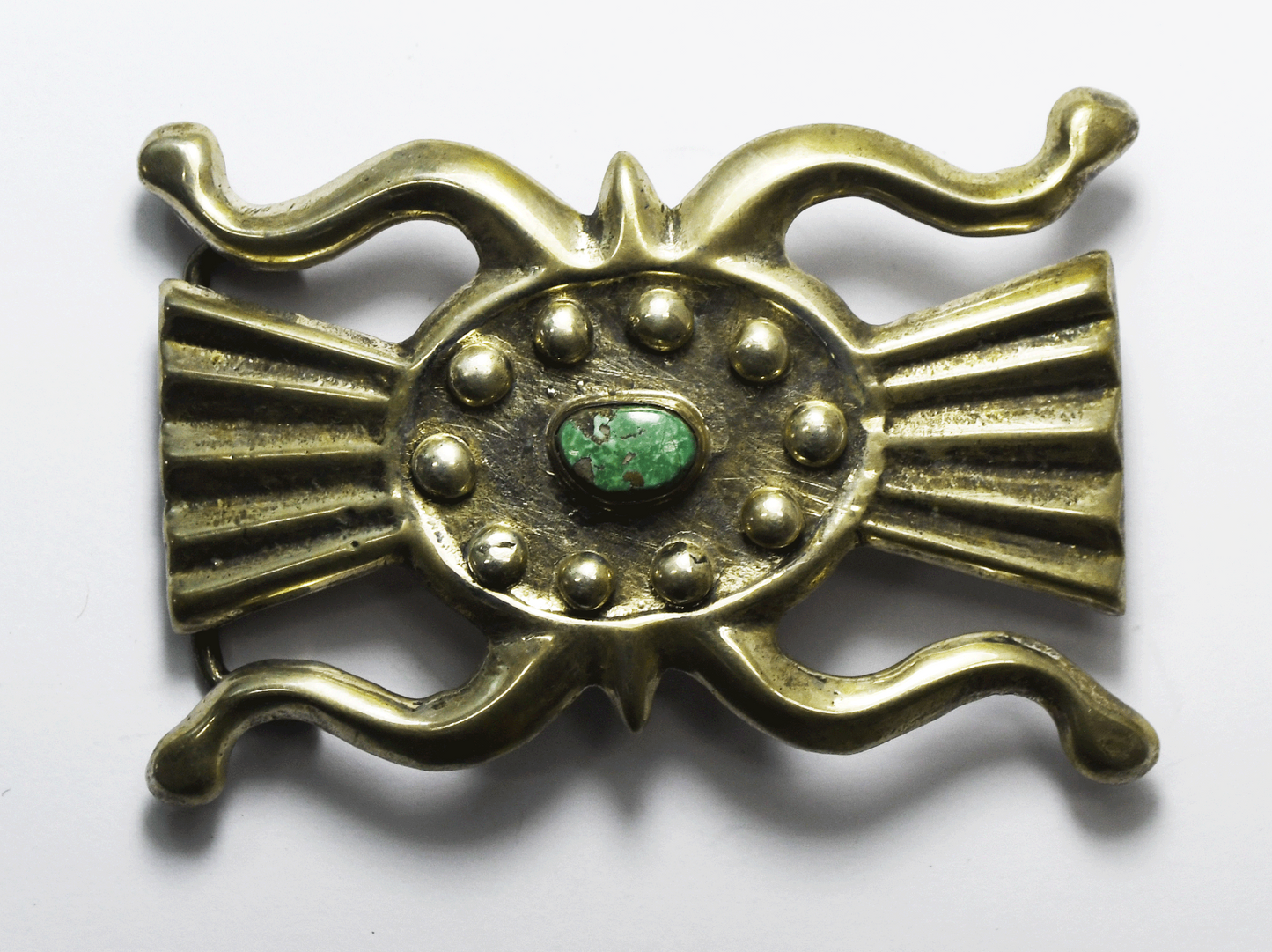 Sterling Turquoise Sand Cast Heavy Belt Buckle 2.5" x 3-3/8" 36mm Belt
