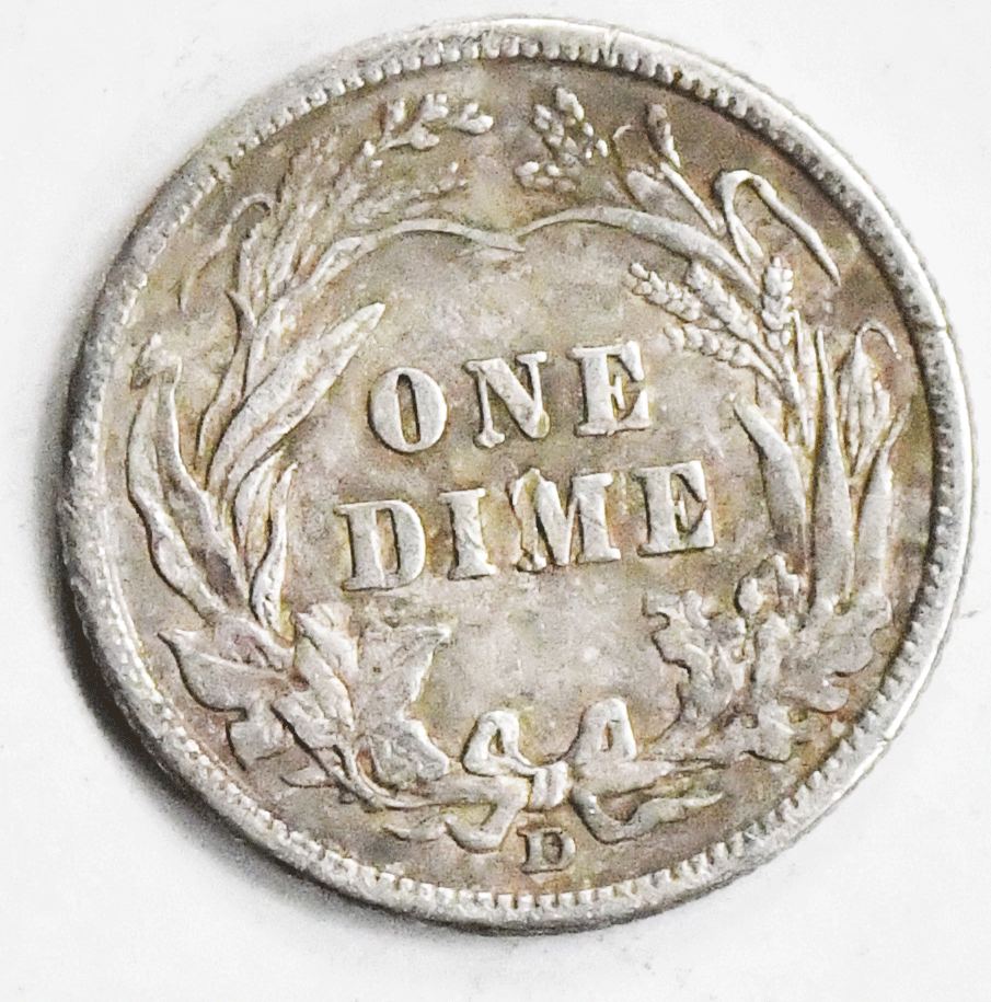1911 D 10c Barber Silver Dime Rare Ten Cents Denver