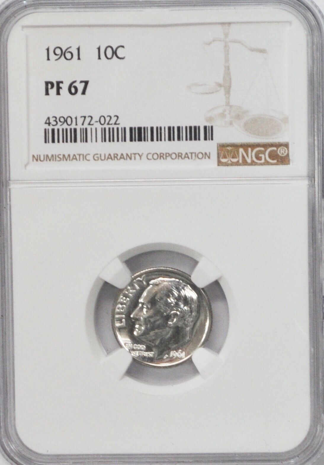 1961 10c Roosevelt Silver Proof Dime Ten Cents NGC PF67