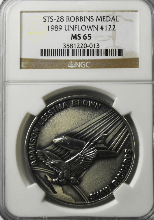 1989 STS-28 Robbins Space Silver Medal Unflown #122 NGC MS65 Columbia