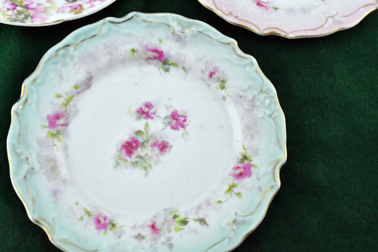3pc.Floral Butter Plate Set with (1) BBC Racine Bavaria Plate 6"
