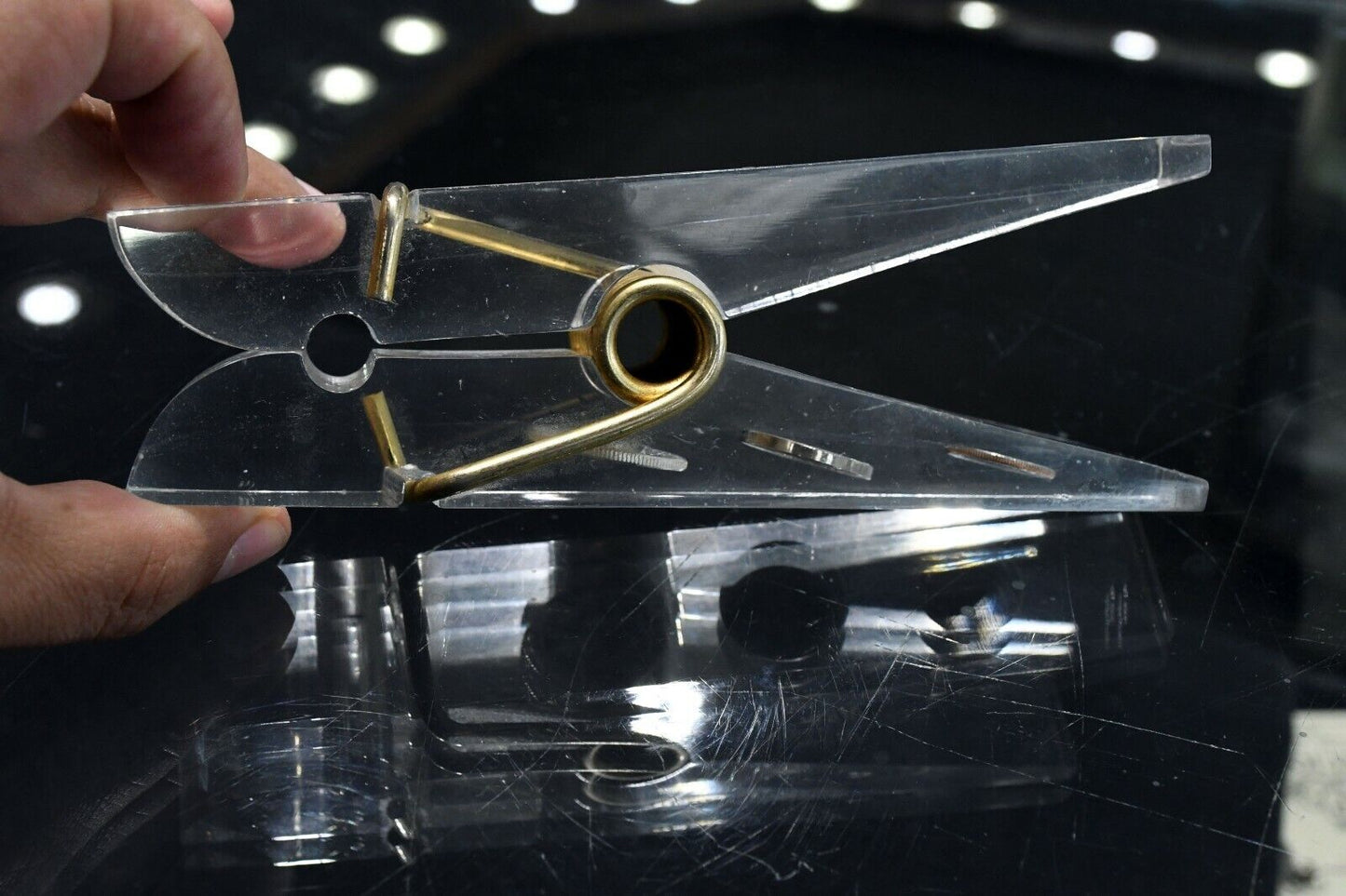 1960's Giant Clothesline Pin Paperweight The Peoples Bank 6 1/4" Silver Quarter