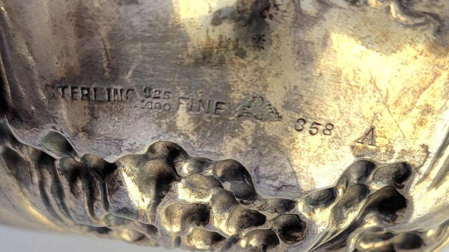 1880s Mauser Poppy Sterling Silver 5 1/2" Hand Wrought  Repoussee Dish 2.4oz.