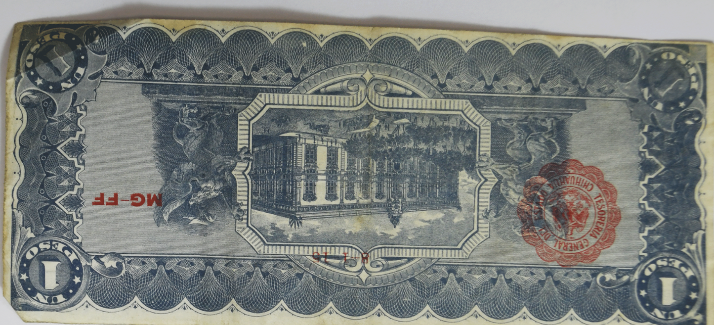 1915 Mexico Chihuahua One Peso Blue Large Note 2142162