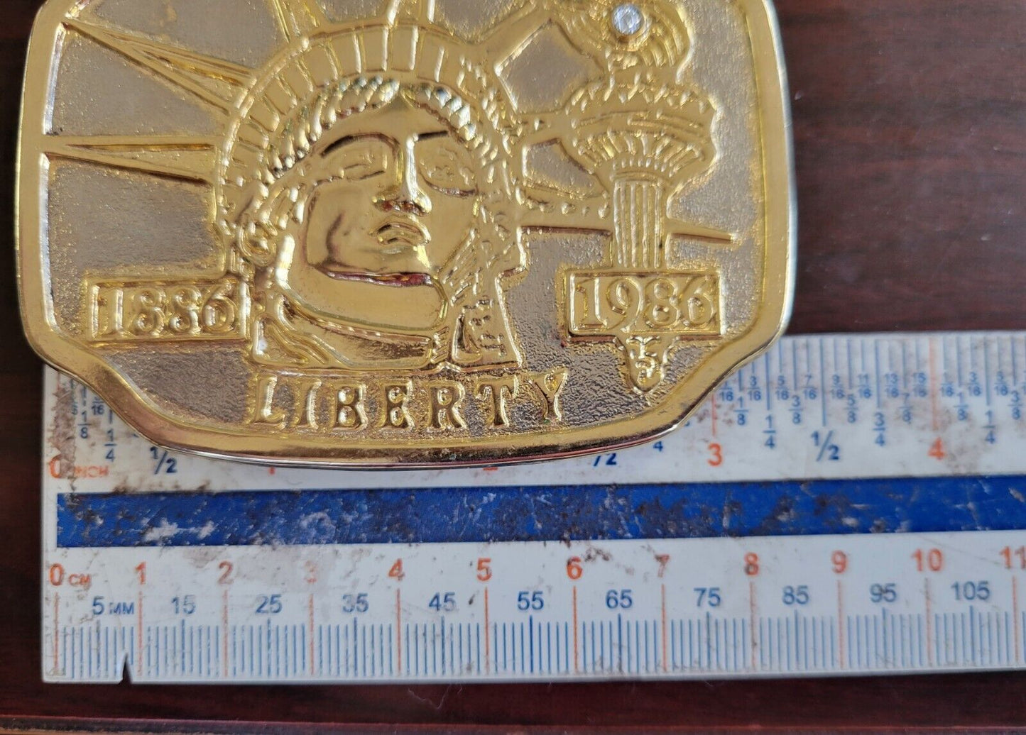 Vintage Statue of Liberty 100 Years of Liberty Two Tone Belt Buckle 1886 - 1986