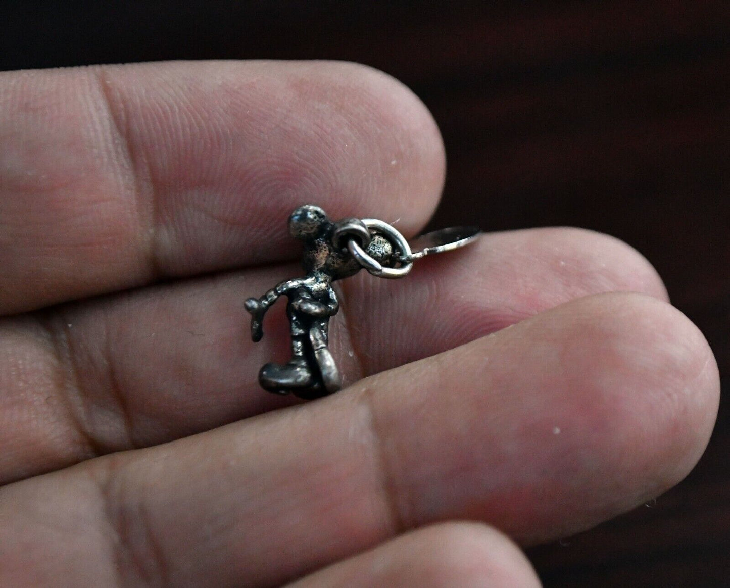 Vintage Signed Mickey Mouse Sterling Silver .925 Charm Pendant 5/8"