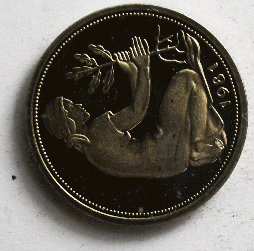 1981 F Germany  Federal Republic Proof 50 Fifty Pfennig KM# 109.2 Low Mintage