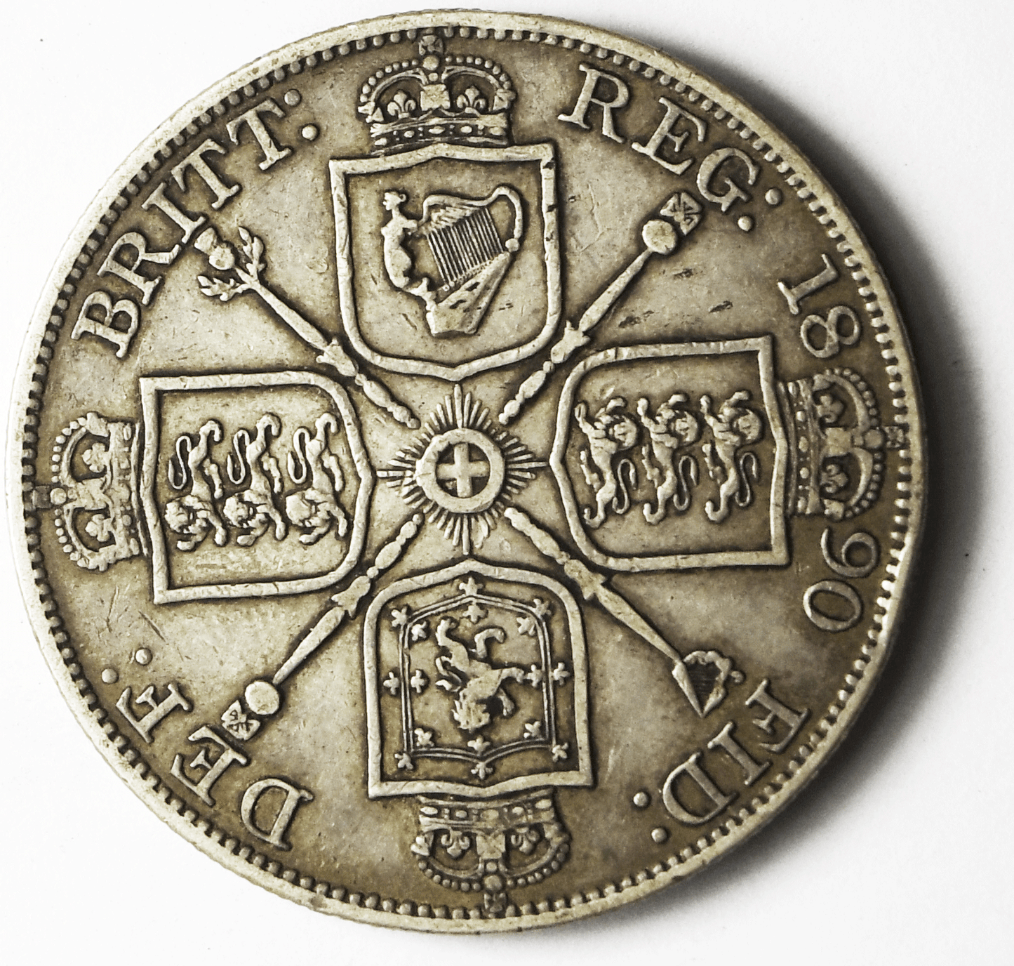 1890 Great Britain Double Florin Silver Coin KM# 763