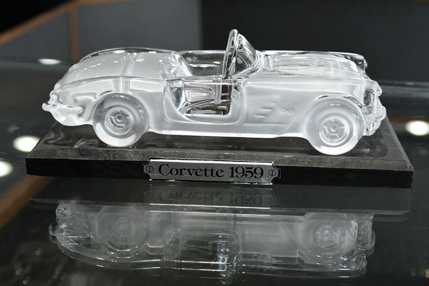 Hofbauer Crystal Solid 1959 Corvette with Stand Paperweight Western Germany