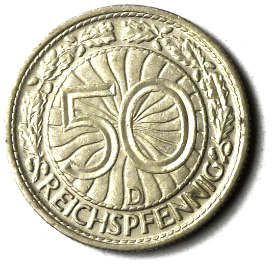 1928 D Germany - Weimar Republic 50 Reichspfennig KM# 49