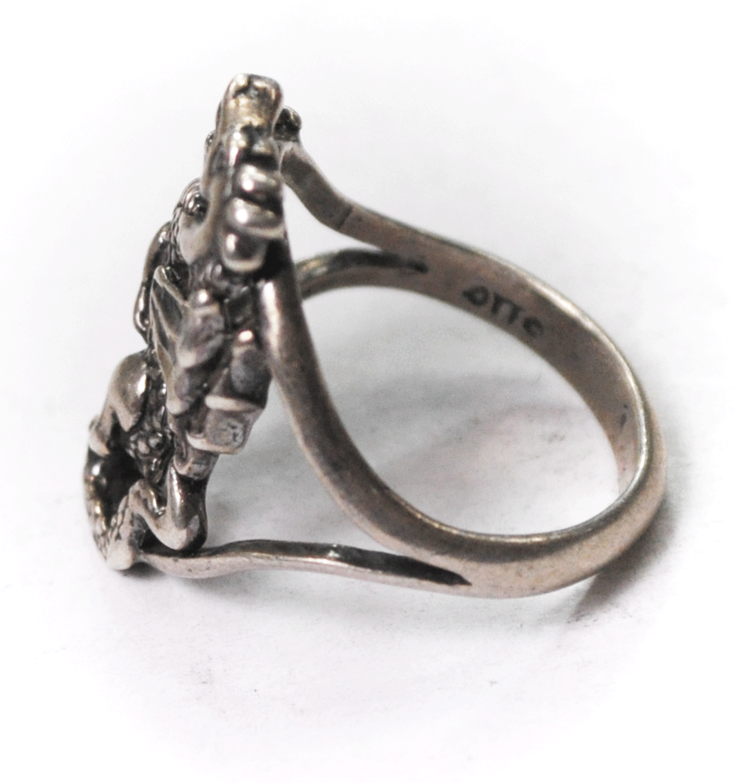 Sterling Silver OTT Dragon Ring 22mm Size 6-1/2