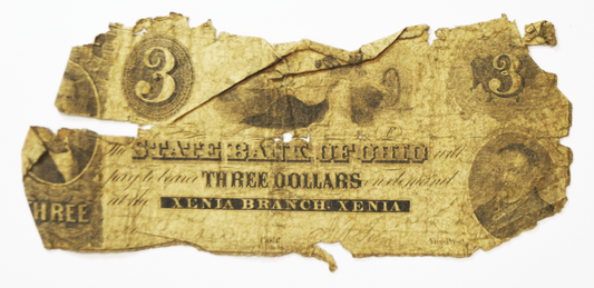 18__ $3 State Bank of Ohio Three Dollars Xenia Branch Obsolete Note