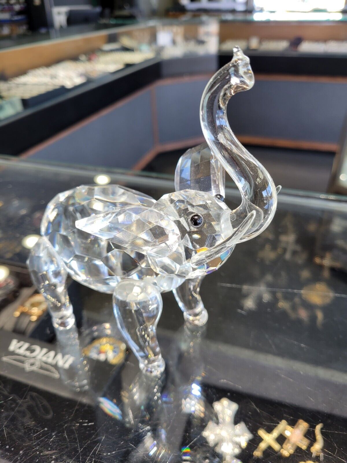 Godinger Shannon Crystal Elephant Sculpture #2533 Figurine 6" Tall Good Luck