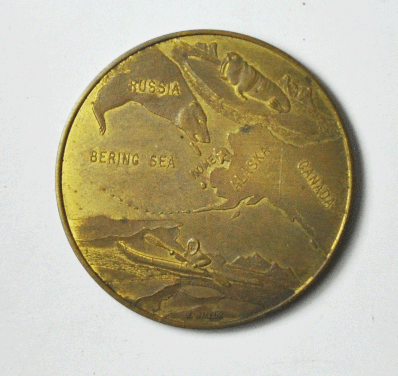 Nome Alaska Map Gold Rush Medal Token 40mm