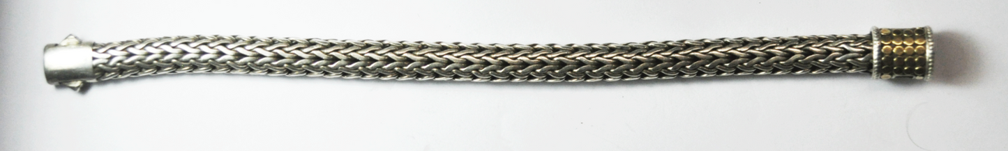 Sterling 18k John Hardy 10mm Classic Chain Dot Bracelet 14mm Clasp 8-1/2"