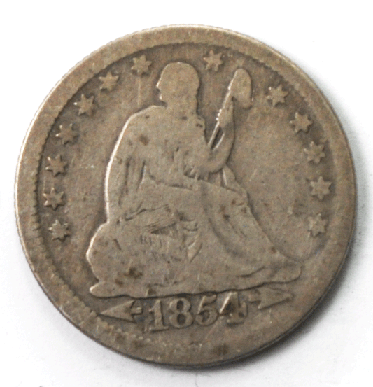 1854 25c Seated Liberty Silver Quarter Dollar Twenty Five Cents Philadelphia