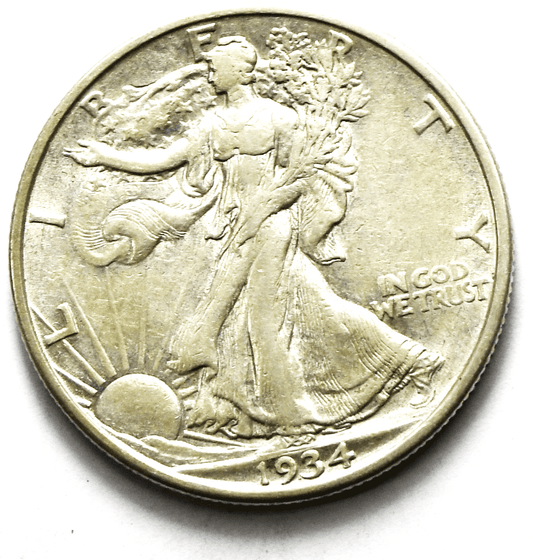1934 S 50c Walking Liberty Silver Half Dollar Fifty Cents San Francisco AU
