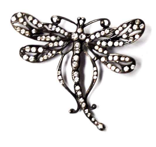 Sterling Silver CZ Butterfly Brooch Pin Filigree 47mm x 52mm