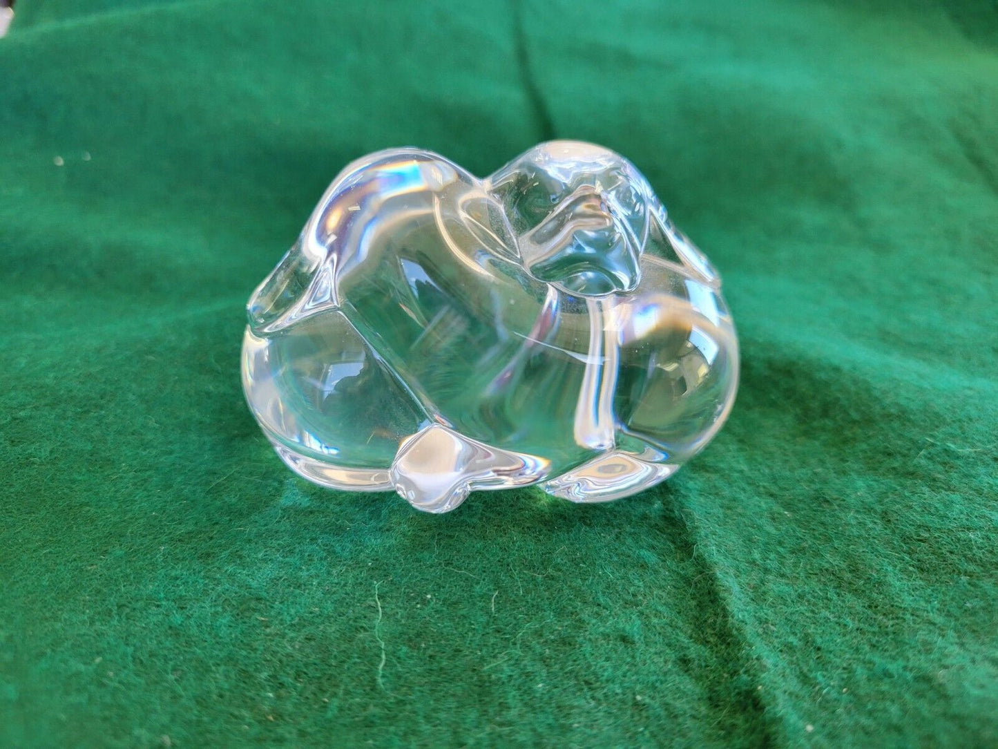 Steuben Glass Sleeping Puppies Signed Lead Crystal Paperweight