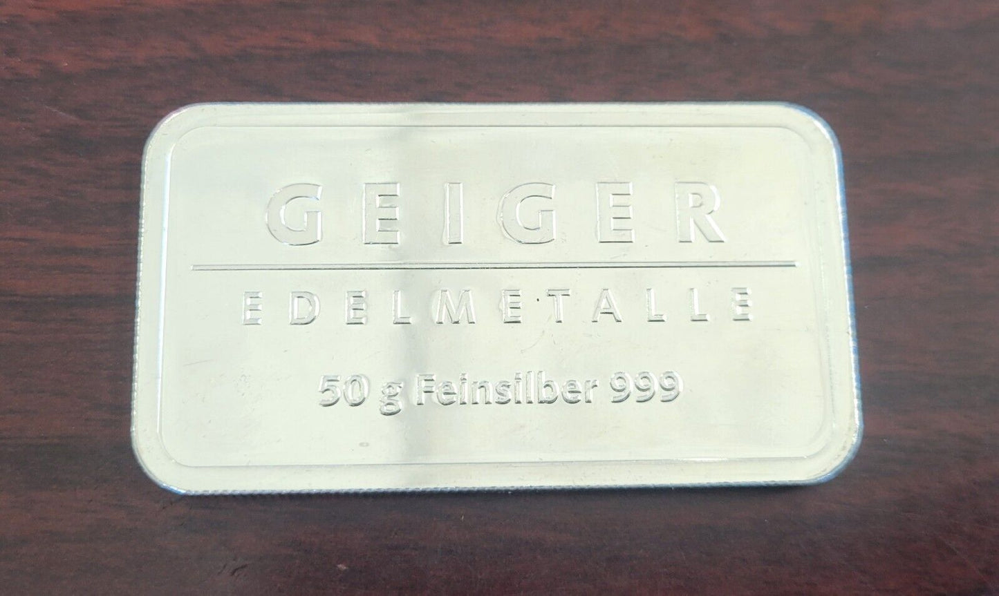 Reired 50 gram Silver Rectangle - Geiger Edelmetalle Schloss Guldengossa