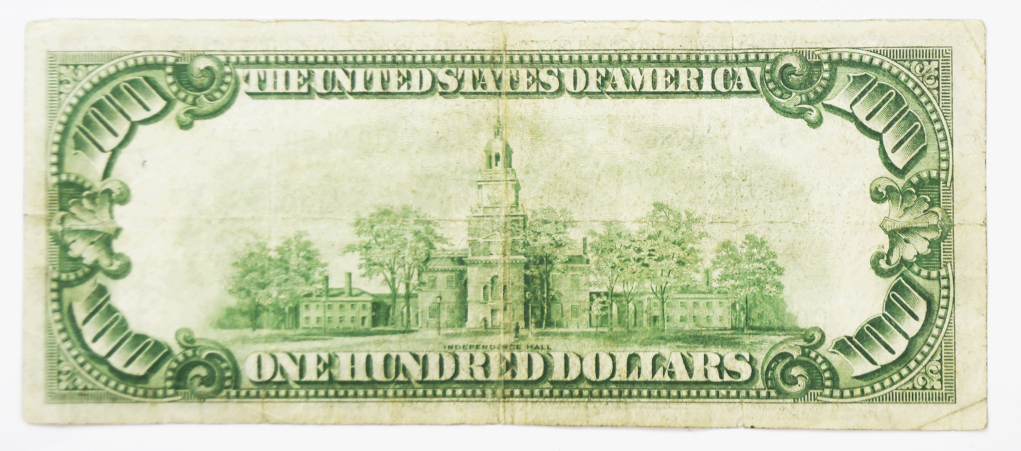 1928 A $100 One Hundred Dollar Bill Federal Reserve Note G01450153A