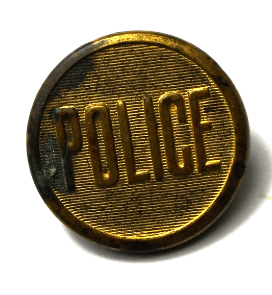 Vintage Police Round Brass Flat Button 23mm Caunt & Son New York