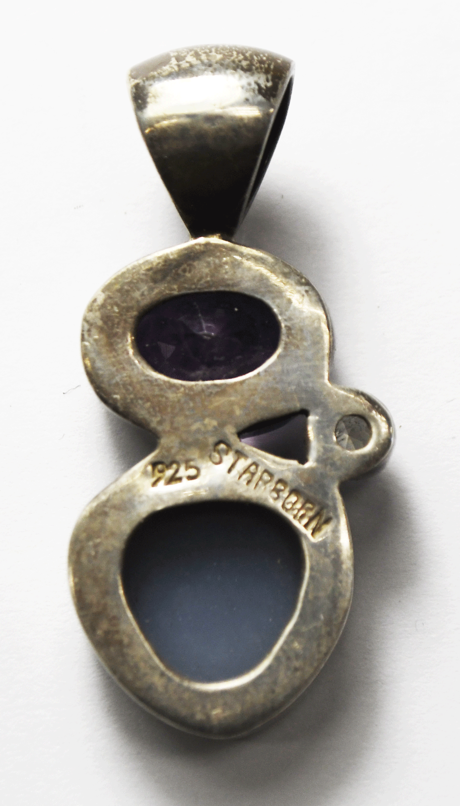 Sterling Silver Starborn Druzy Quartz Amethyst Pendant 1.5" x 20mm