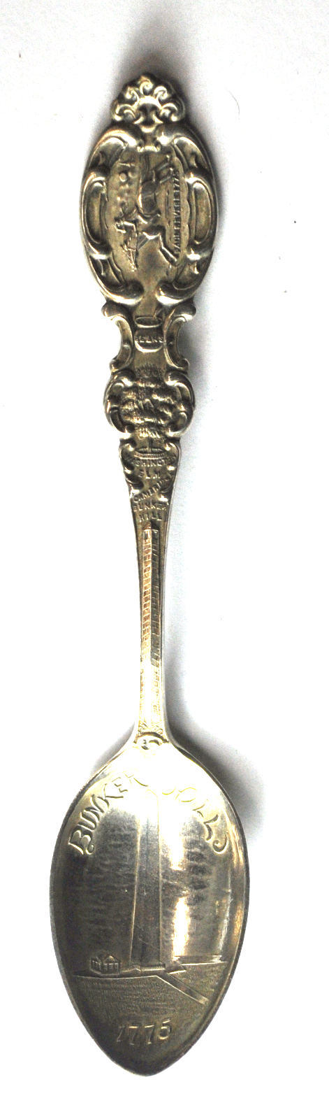 Sterling Silver Bunker Hill Boston Alvin Souvenir Spoon 4-3/8"