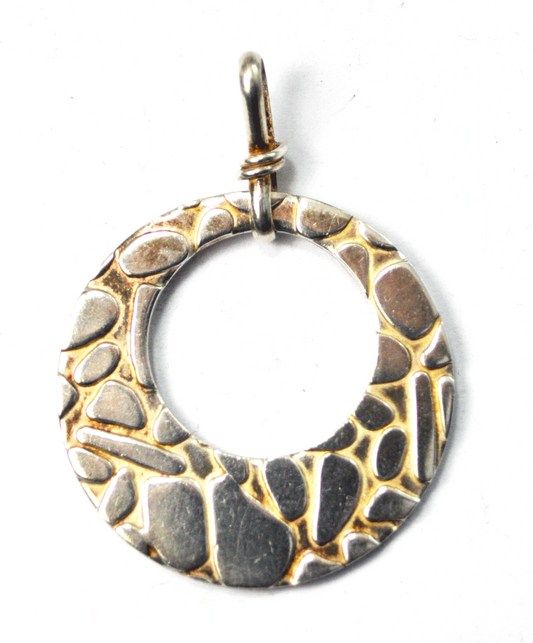 Sterling Stone Giraffe Pattern Round Hoop Dangle Charm 1-7/8" Leopard Print