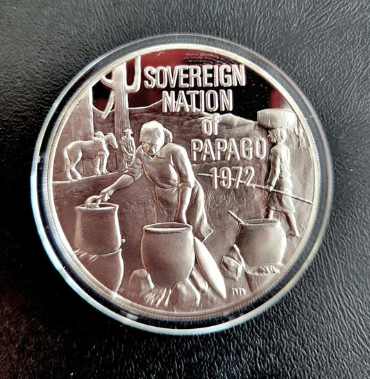 Sovereign Nation of The Papago Tribe Native American 999 Silver Franklin Mint
