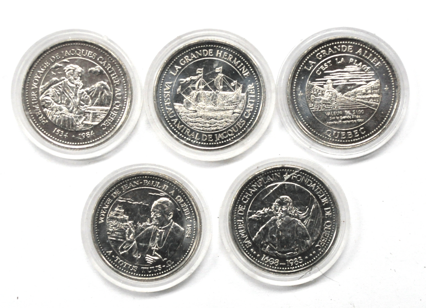 5 Jacques Cartier Quebec Canada Samul De Champlain Jean Paul II Medals 34mm