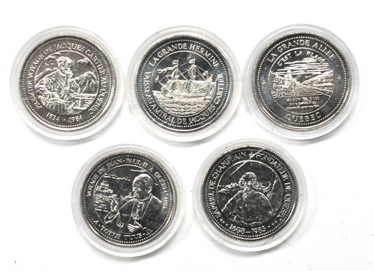 5 Jacques Cartier Quebec Canada Samul De Champlain Jean Paul II Medals 34mm