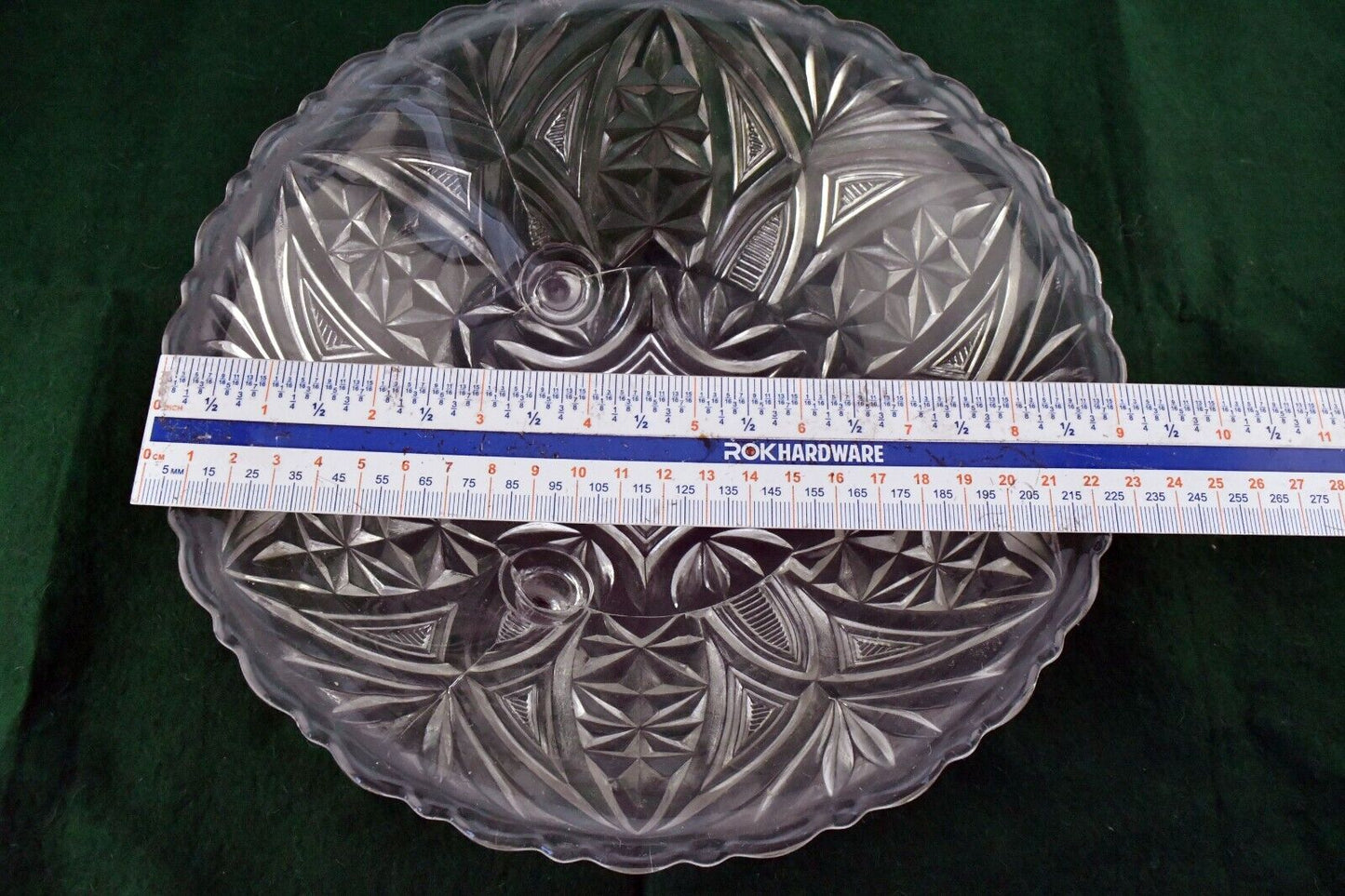 Vintage Footed Molded Glass Crystal Vegetable Bowl Centerpiece 9" x 3 1/4"