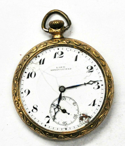 IOCO OF 20yr GF Pocket Watch Size 12 Not Running 17J Lord Springfield