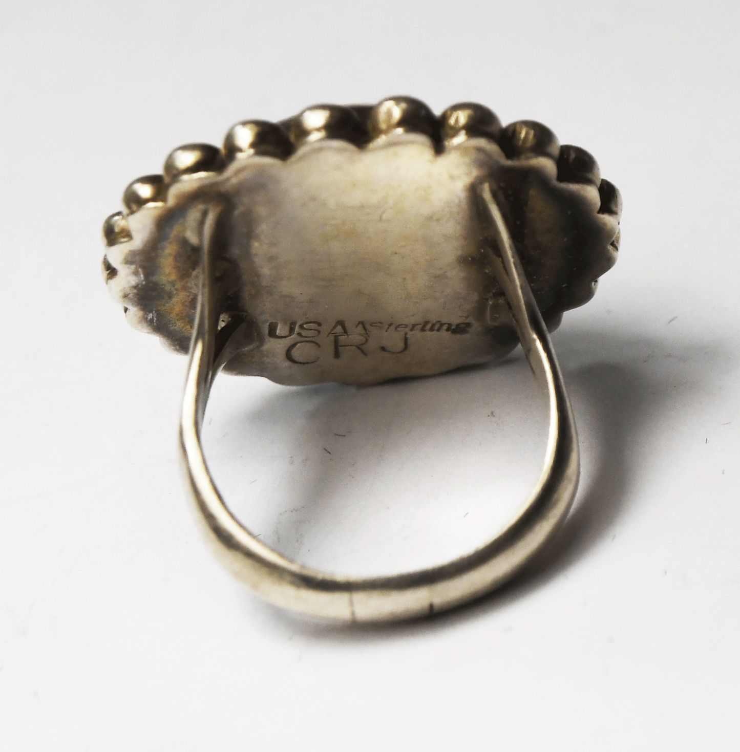 Sterling Silver CFJ Round Dot Halo Domed Flower Ring 26mm Size 7