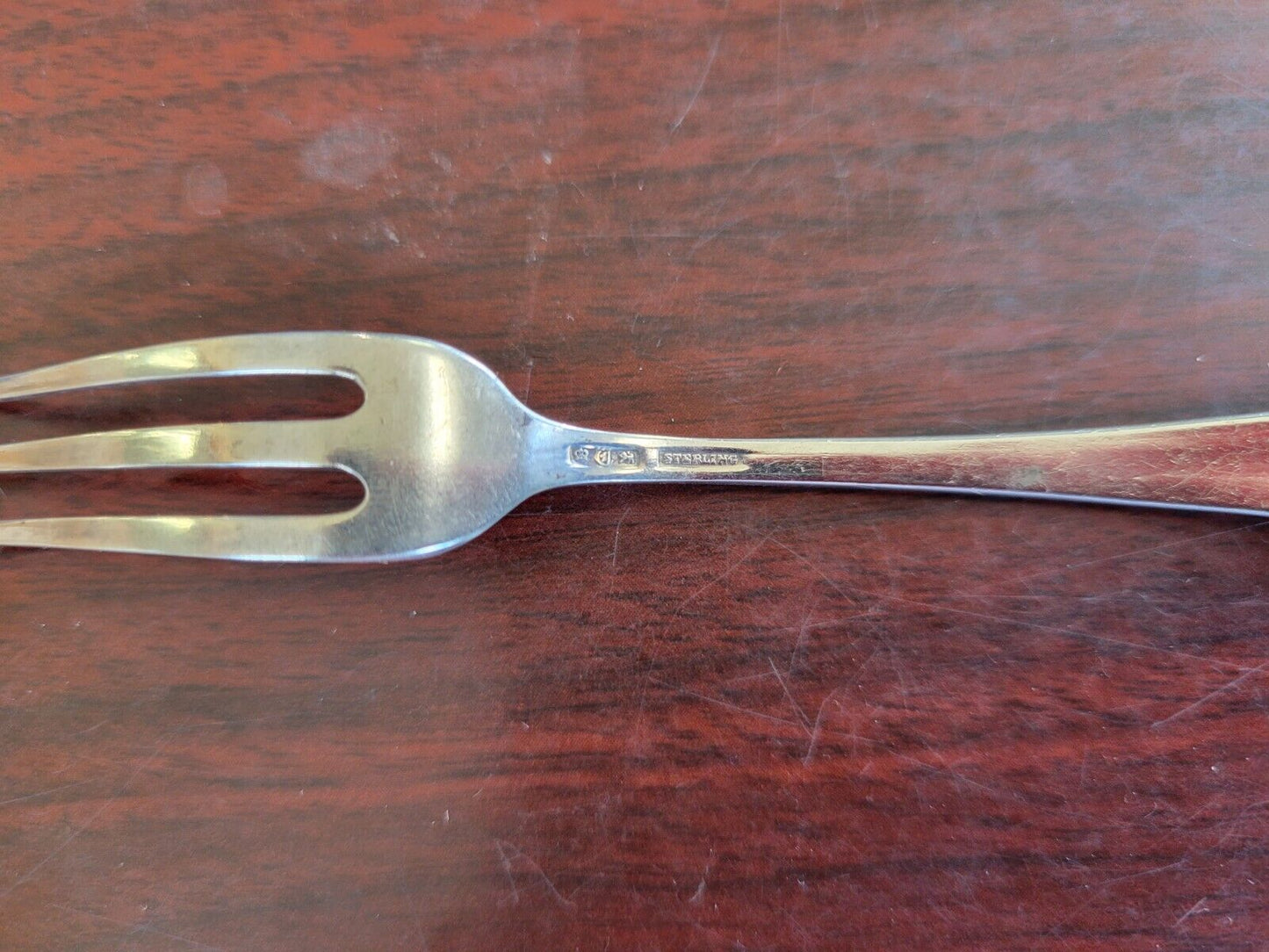 Sheffield England Sterling Pear Enameled  5 3/4" Strawberry Lemon  Fork .31oz