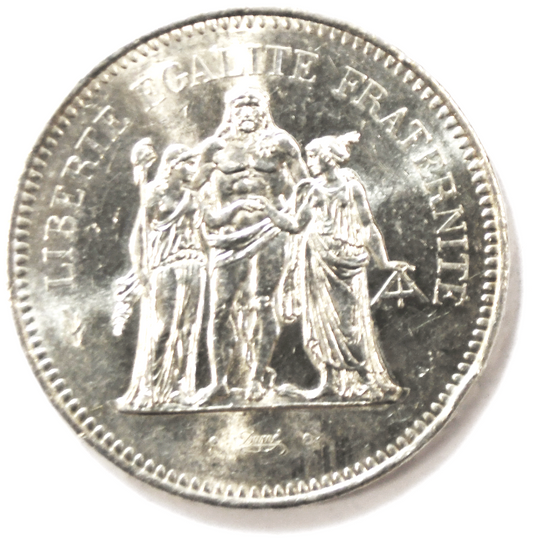 1977 France 50 Fifty Francs Silver Coin  KM# 941.1 Uncirculated