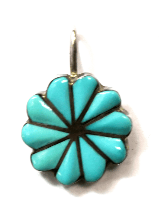 Sterling Silver GSA Teardrop Turquoise Pinwheel Pendant 22mm x 15mm