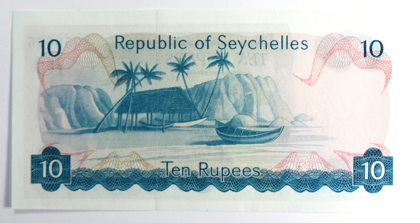 1976 Seychelles Ten 10 Rupees Uncirculated Banknote A/1 358026