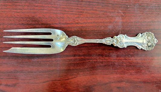 Pompadour By Whiting Sterling 7 1/2" Small Cold Meat Serving Fork 1.88oz